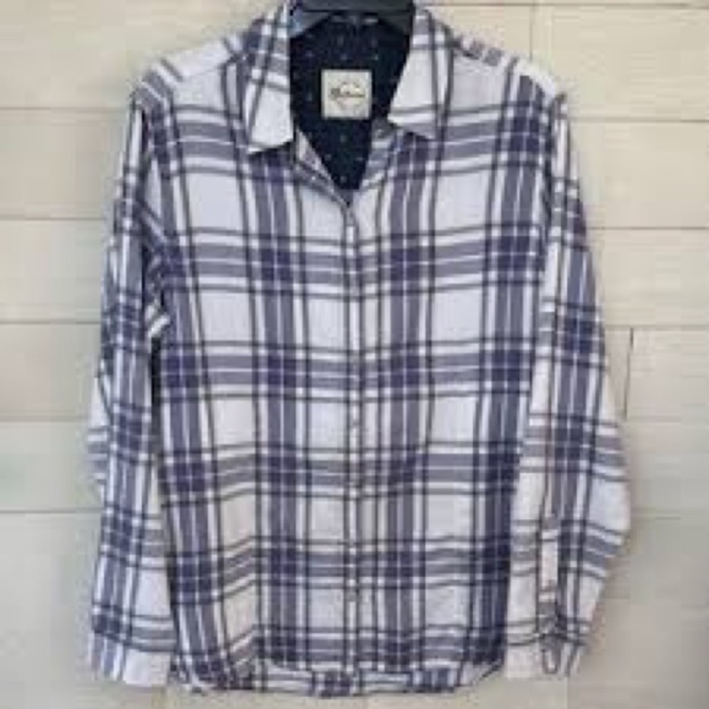 JACHS Girlfriend Men's Navy and White Plaid Shirt